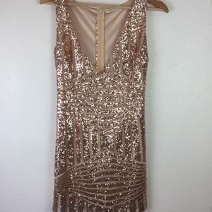 Rose Gold Sequin Dress Size L